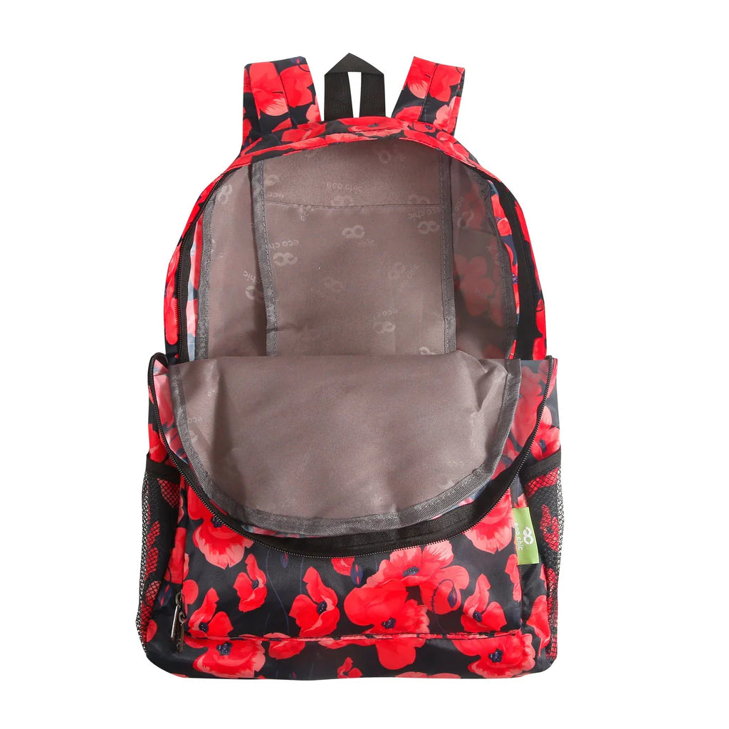 Eco Chic Lightweight Foldable Backpack Poppies Navy
