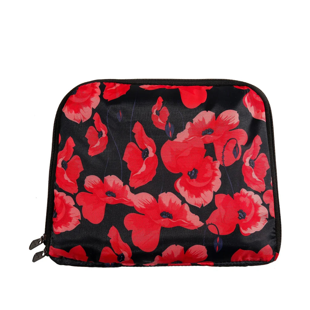 Eco Chic Lightweight Foldable Backpack Poppies Navy