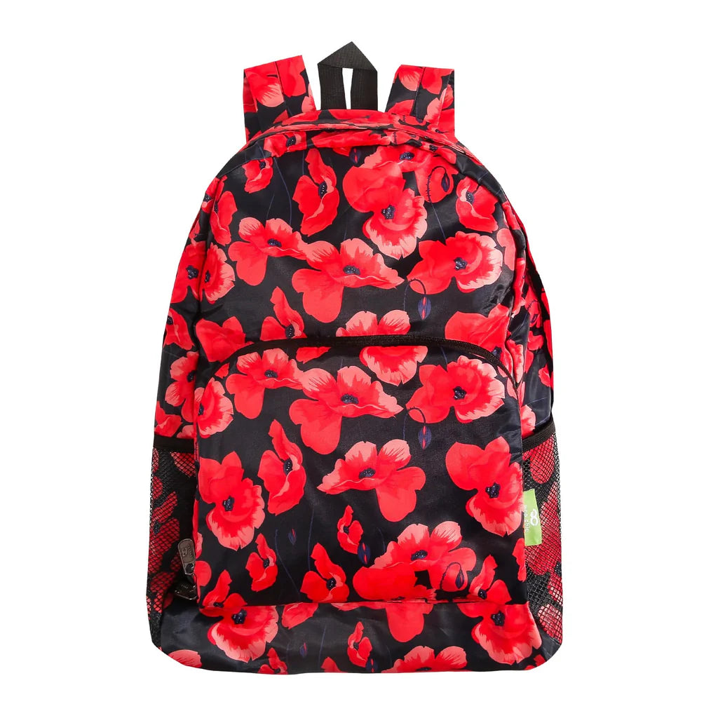 Eco Chic Lightweight Foldable Backpack Poppies Navy