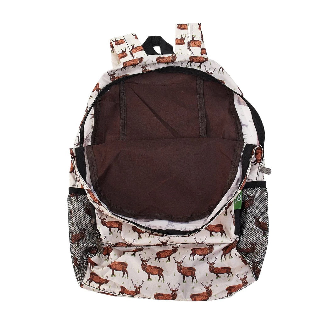 Eco Chic Lightweight Foldable Backpack Stags Beige