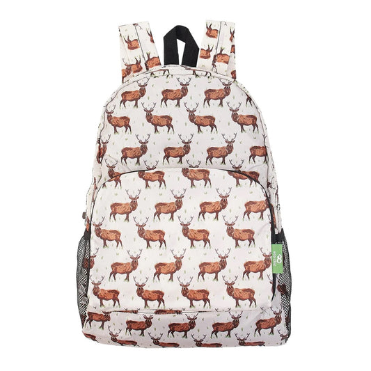 Eco Chic Lightweight Foldable Backpack Stags Beige
