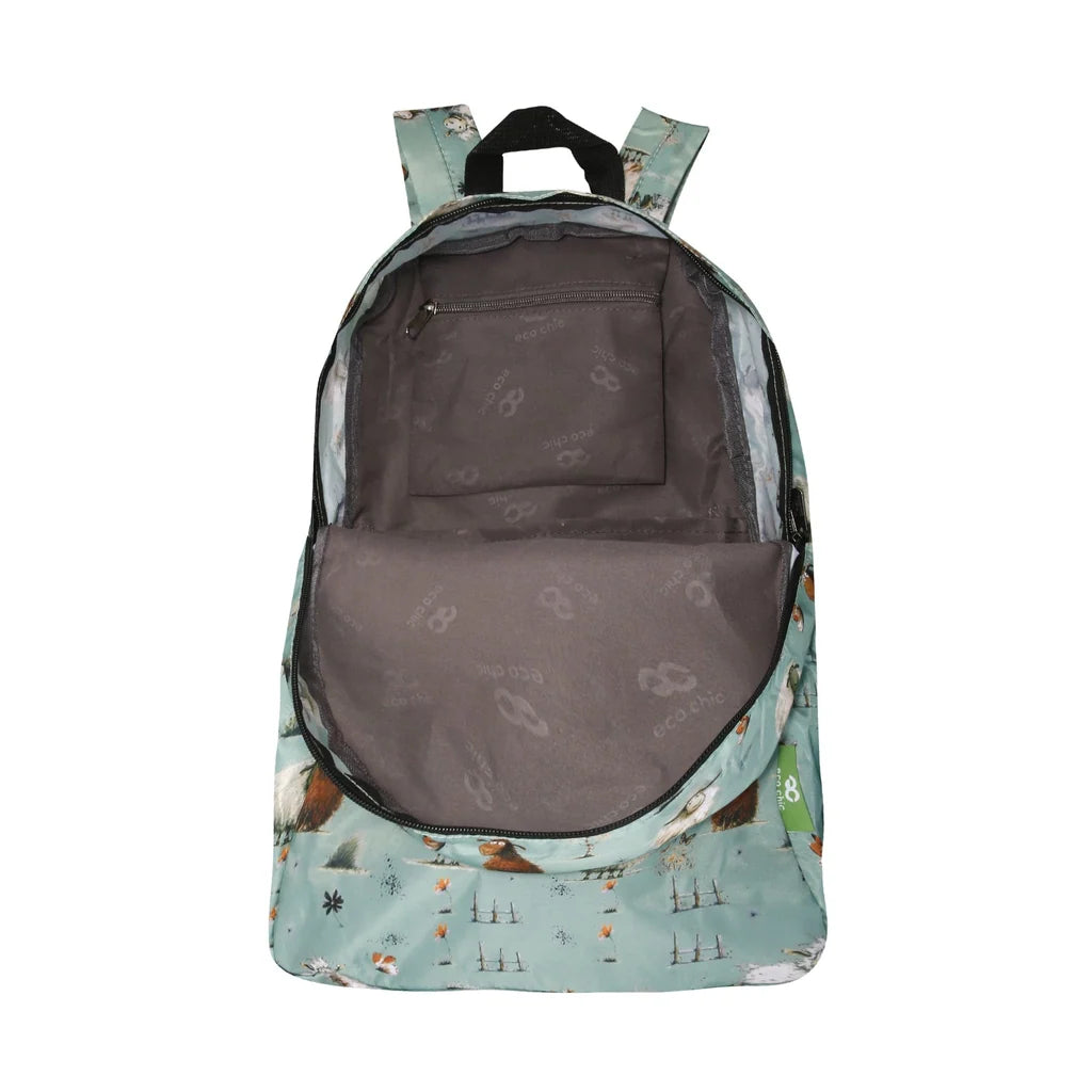 Eco Chic Lightweight Foldable Backpack Whimsy Sheep