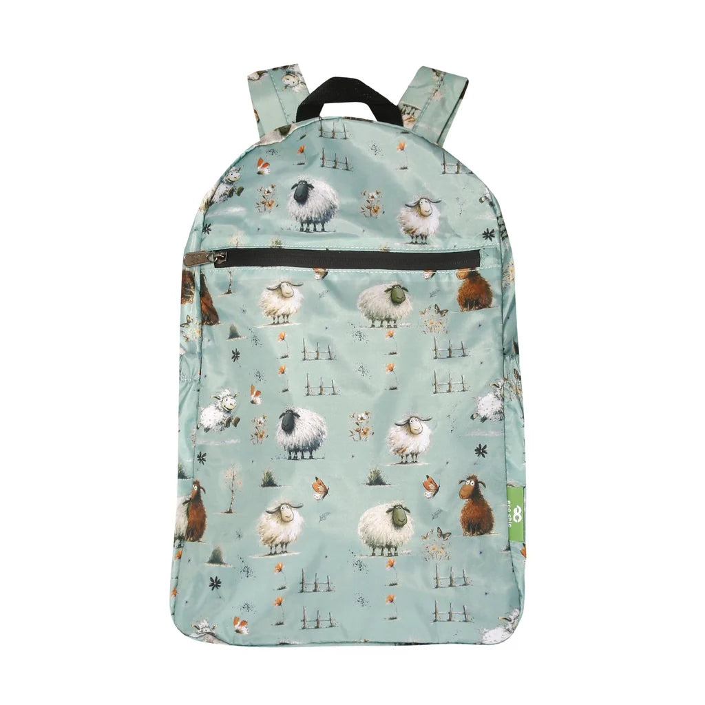 Eco Chic Lightweight Foldable Backpack Whimsy Sheep