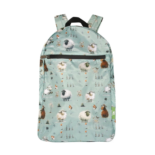 Eco Chic Lightweight Foldable Backpack Whimsy Sheep