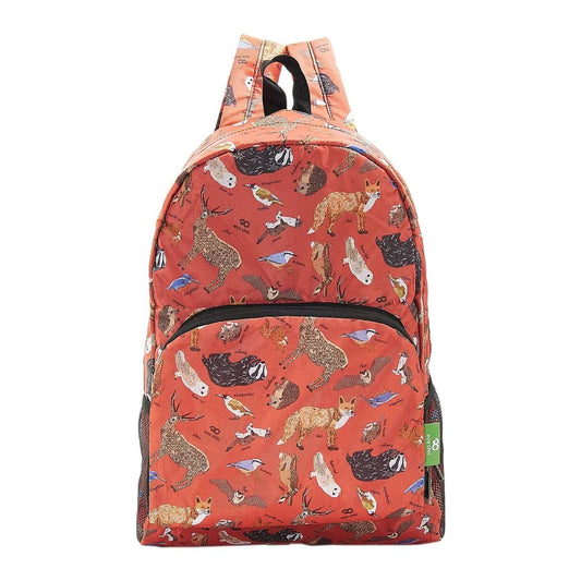Eco Chic Lightweight Foldable Backpack Woodland Red