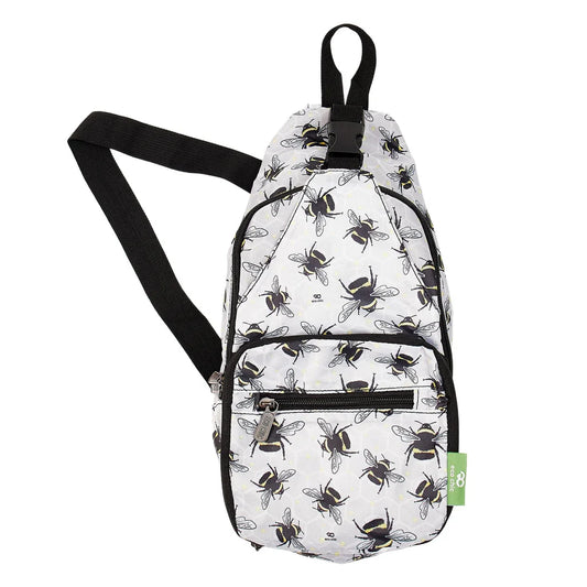 Eco Chic Lightweight Foldable Crossbody Bag Grey Bumble Bee