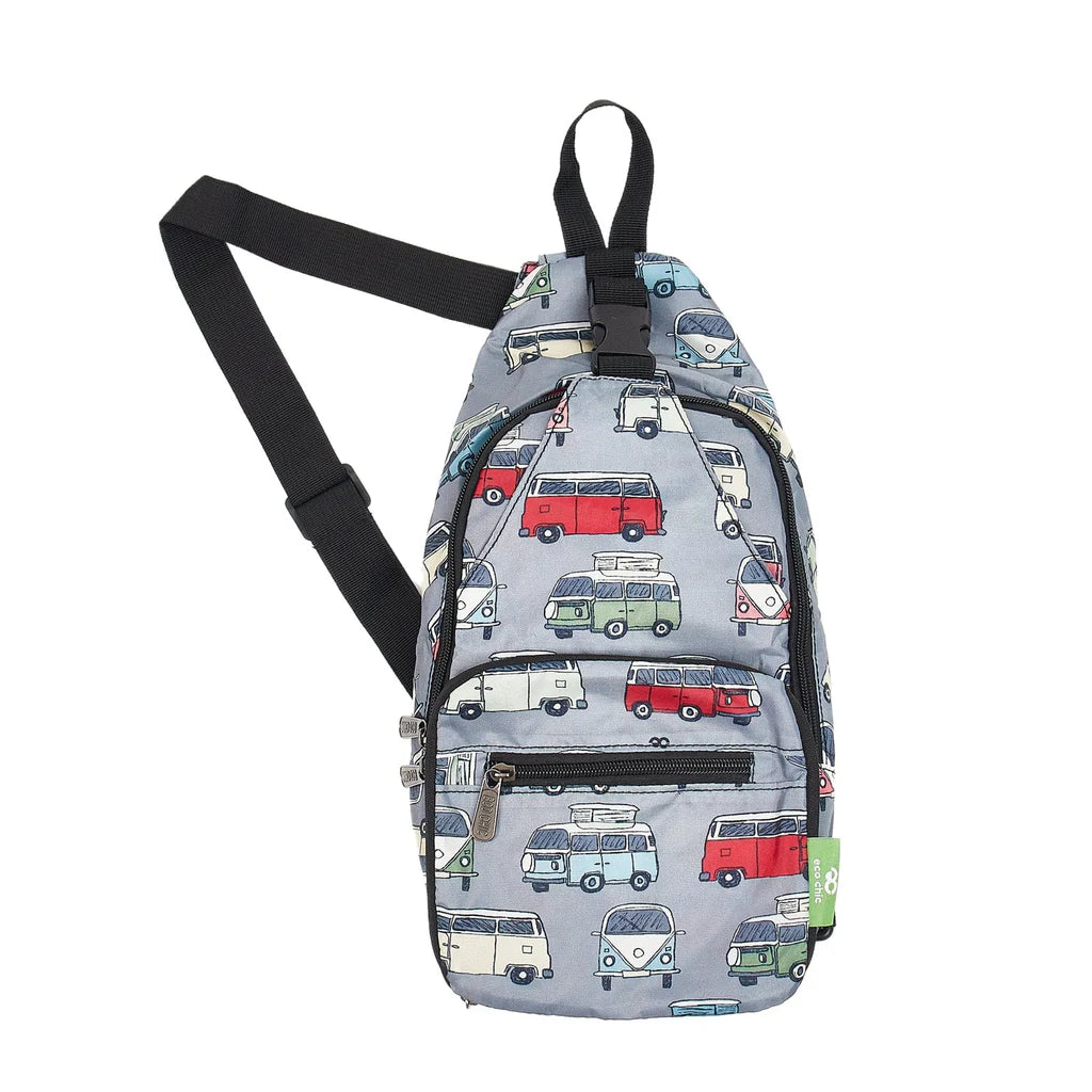 Eco Chic Lightweight Foldable Crossbody Bag Grey Campervan