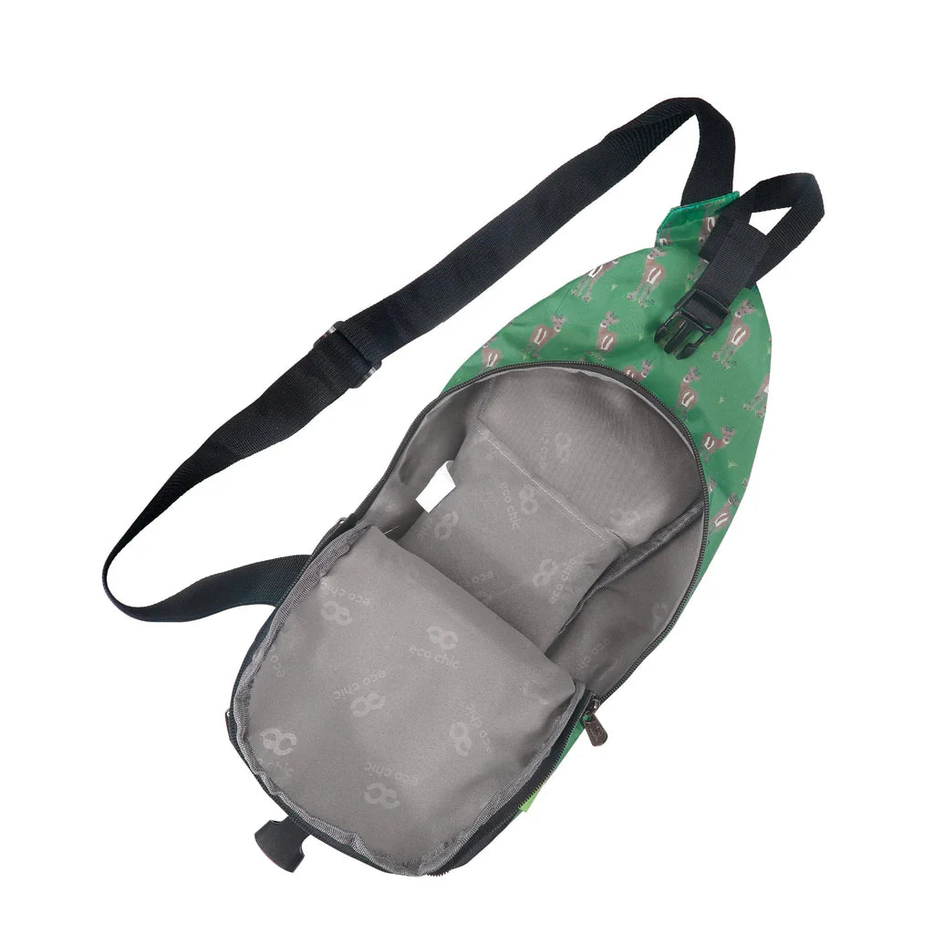 Eco Chic Lightweight Foldable Crossbody Bag Green Deer