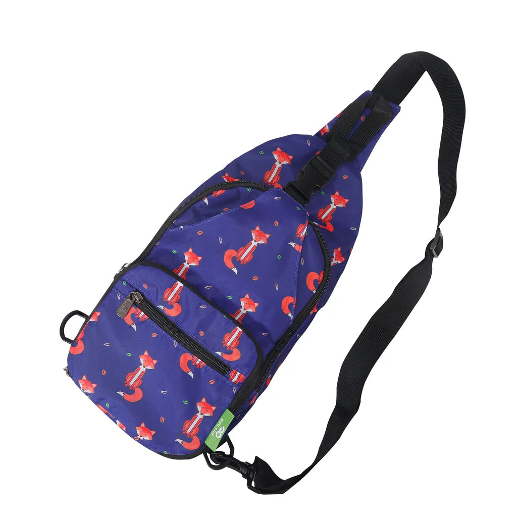 Eco Chic Lightweight Foldable Crossbody Bag Navy Foxes