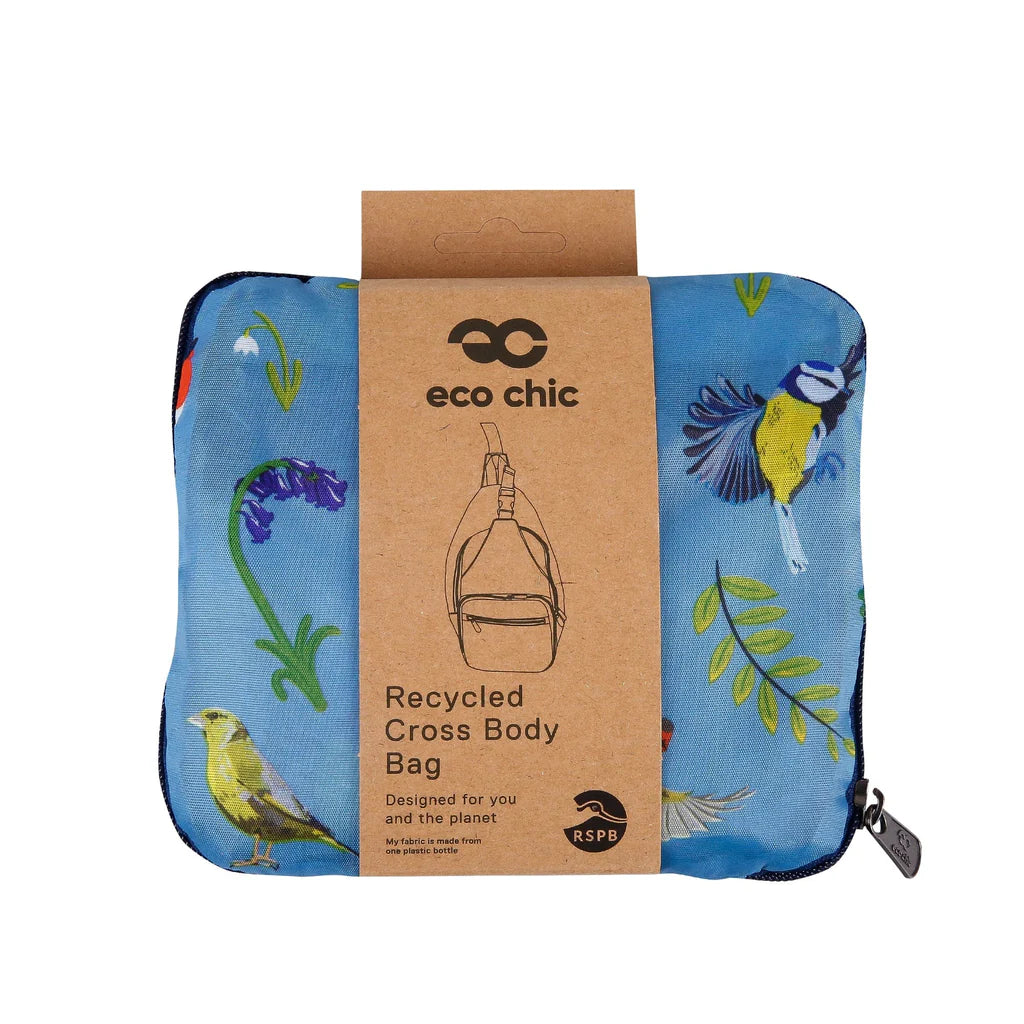 Eco Chic Lightweight Foldable Crossbody Bag RSPB Blue Birds