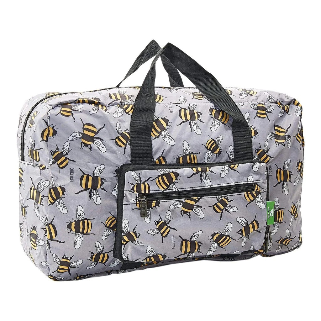 Eco Chic Lightweight Foldable Holdall Bees Grey
