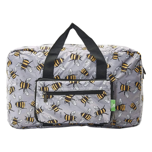 Eco Chic Lightweight Foldable Holdall Bees Grey