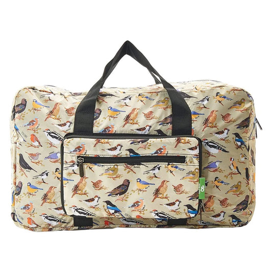 Eco Chic Lightweight Foldable Holdall Wild Birds Green