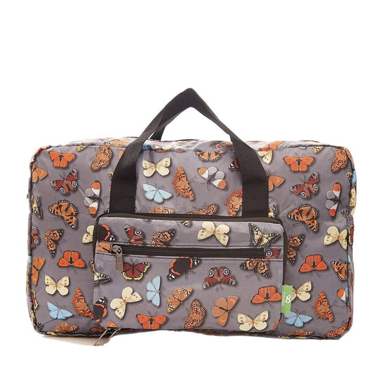 Eco Chic Lightweight Foldable Holdall Wild Butterflies Grey