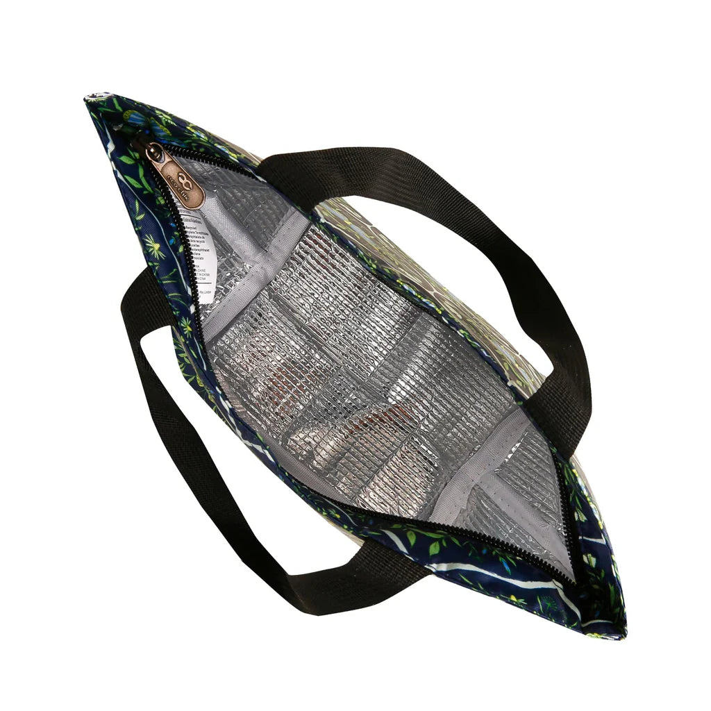 Eco Chic Lightweight Foldable Lunch Bag Navy Butterflies