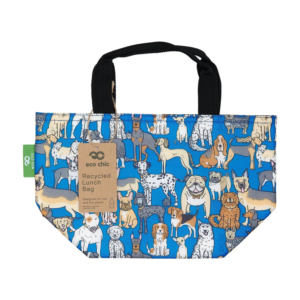 Eco Chic Lightweight Foldable Lunch Bag Blue Dogs
