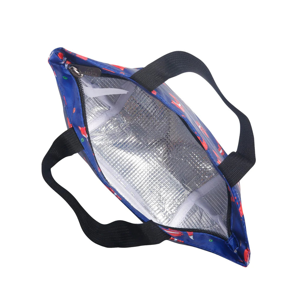 Eco Chic Lightweight Foldable Lunch Bag Navy Foxes