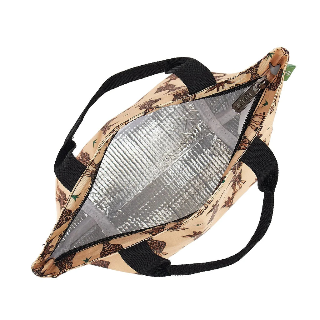 Eco Chic Lightweight Foldable Lunch Bag Beige Griraffes