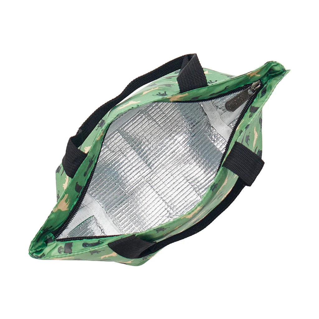 Eco Chic Lightweight Foldable Lunch Bag Green labradors