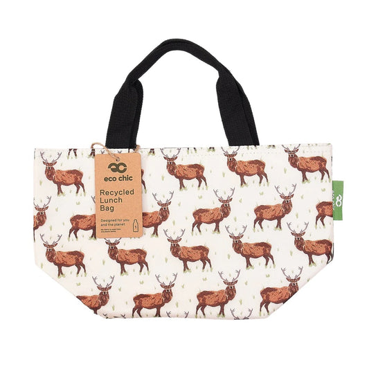 Eco Chic Lightweight Foldable Lunch Bag Stags Beige