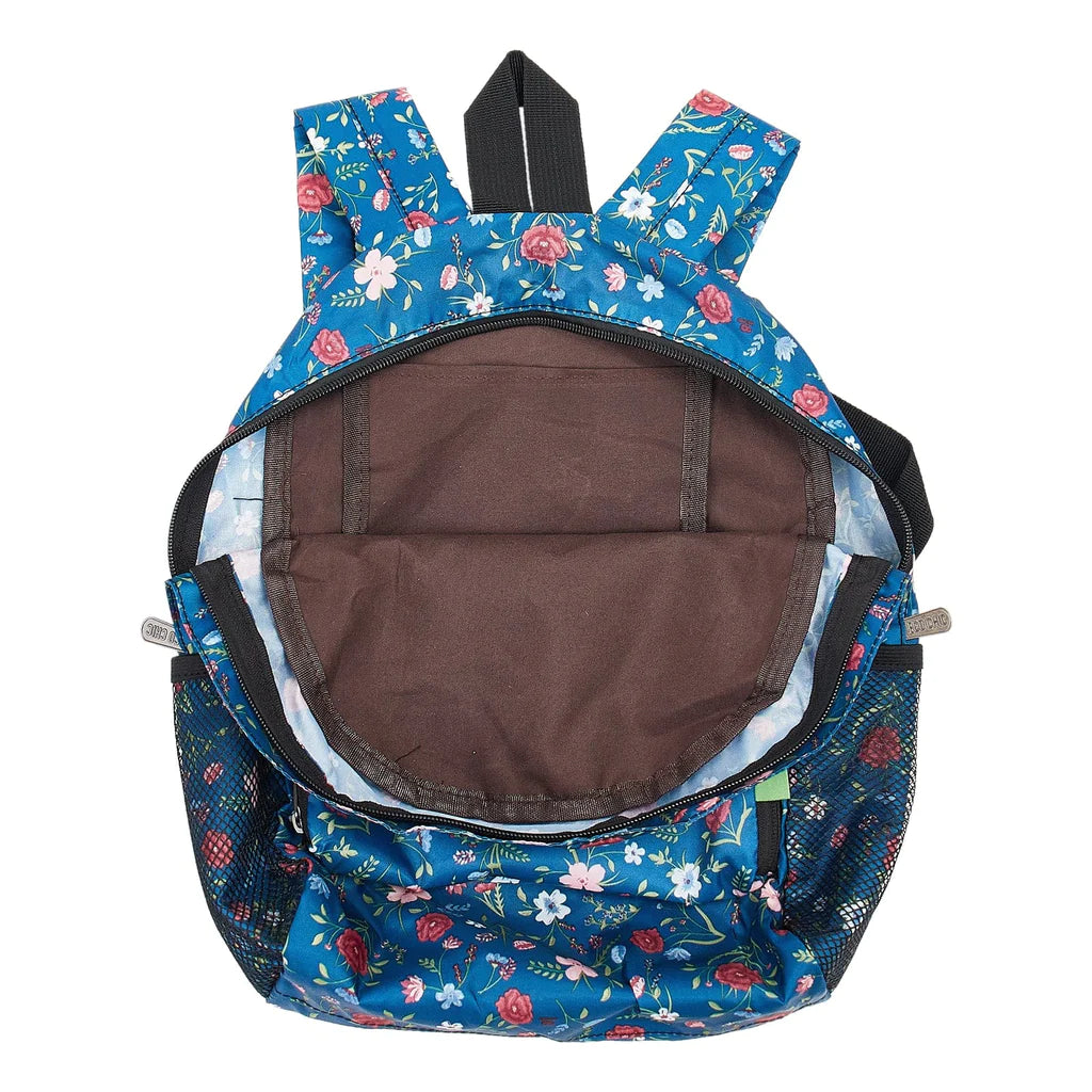 Eco Chic Lightweight Foldable Mini Backpack Navy Floral