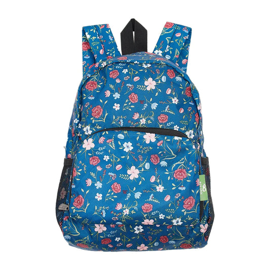 Eco Chic Lightweight Foldable Mini Backpack Navy Floral