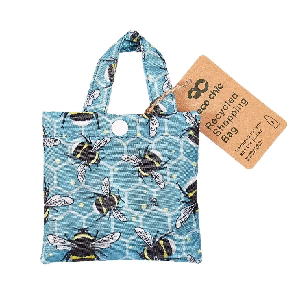Eco Chic Lightweight Foldable Reusable Shopping Bag Bumble Bees
