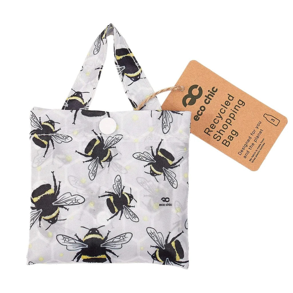 Eco Chic Lightweight Foldable Reusable Shopping Bag Bumble Bees