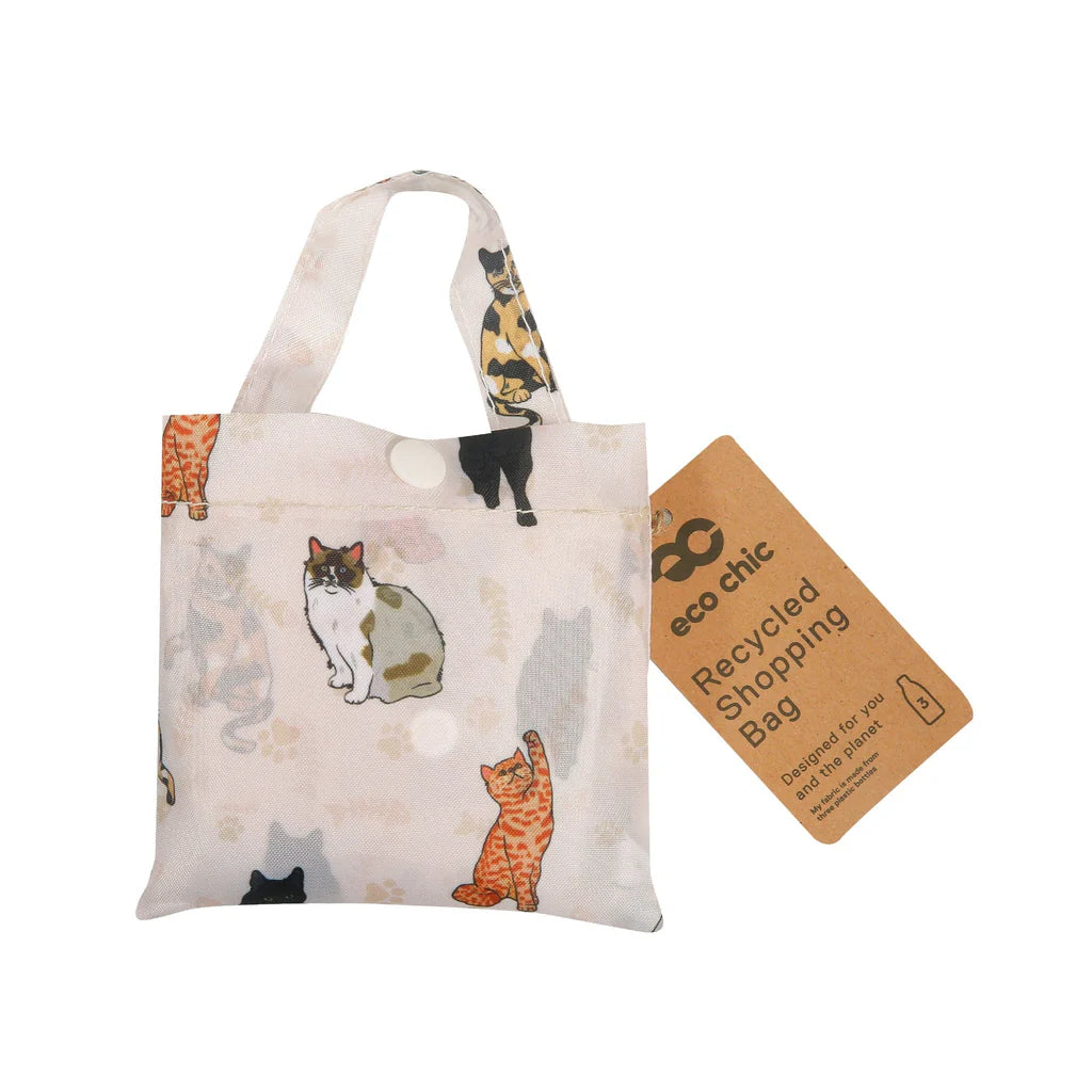 Eco Chic Lightweight Foldable Reusable Beloved Cats Shopping Bag