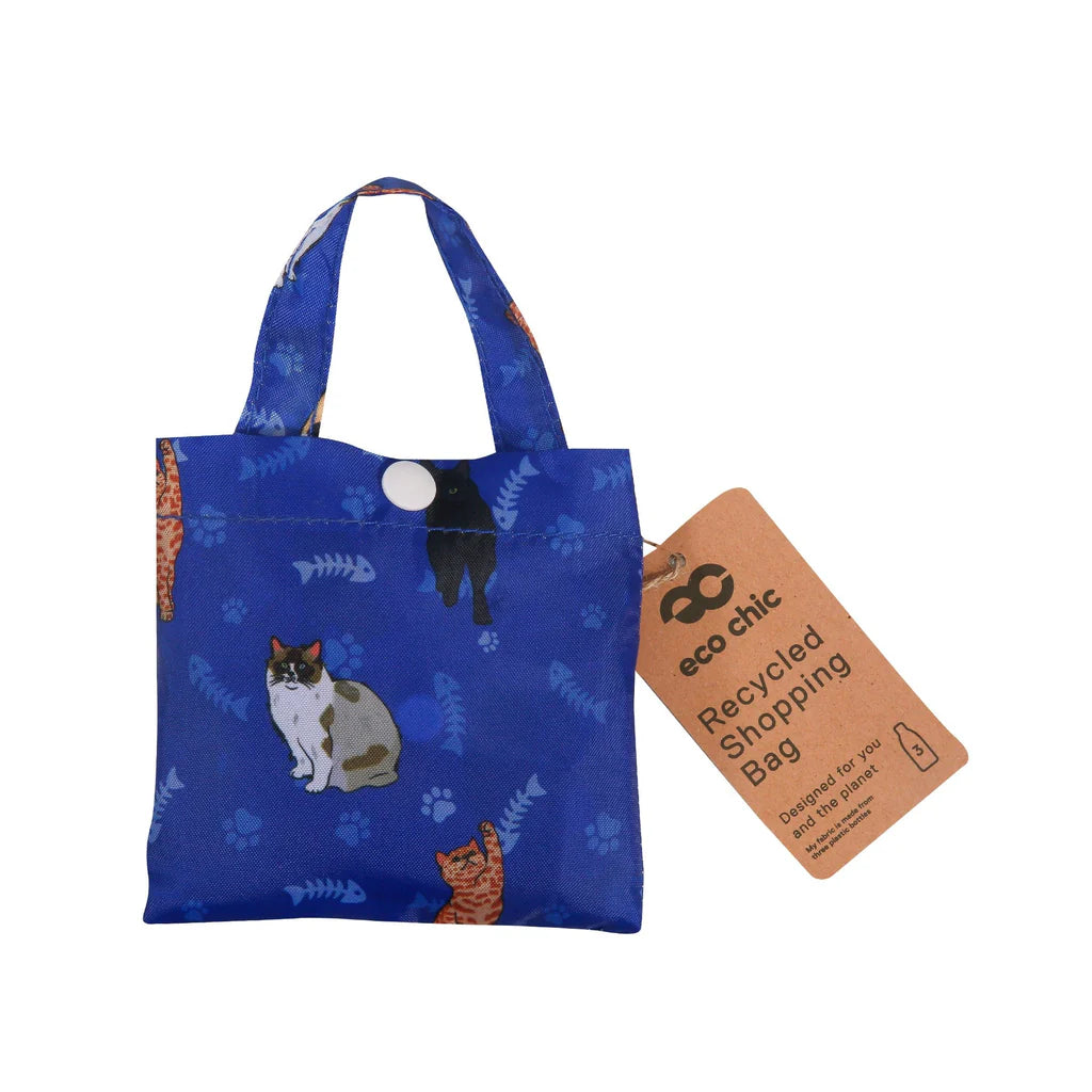 Eco Chic Lightweight Foldable Reusable Beloved Cats Shopping Bag