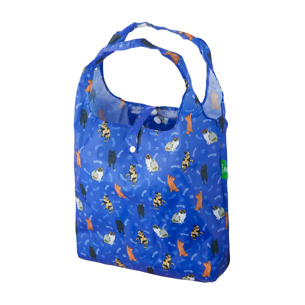 Eco Chic Lightweight Foldable Reusable Beloved Cats Shopping Bag