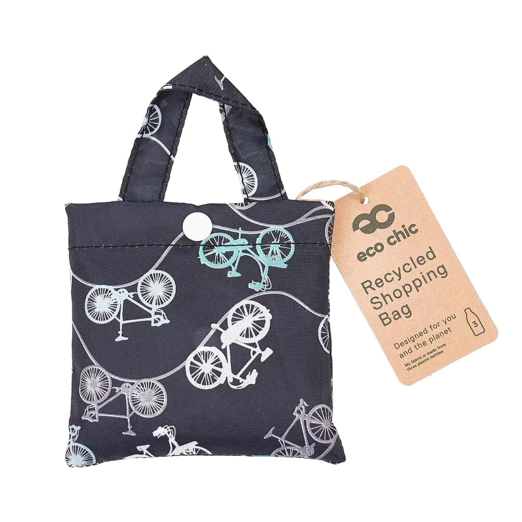Eco Chic Lightweight Foldable Reusable Shopping Bag Bike Black