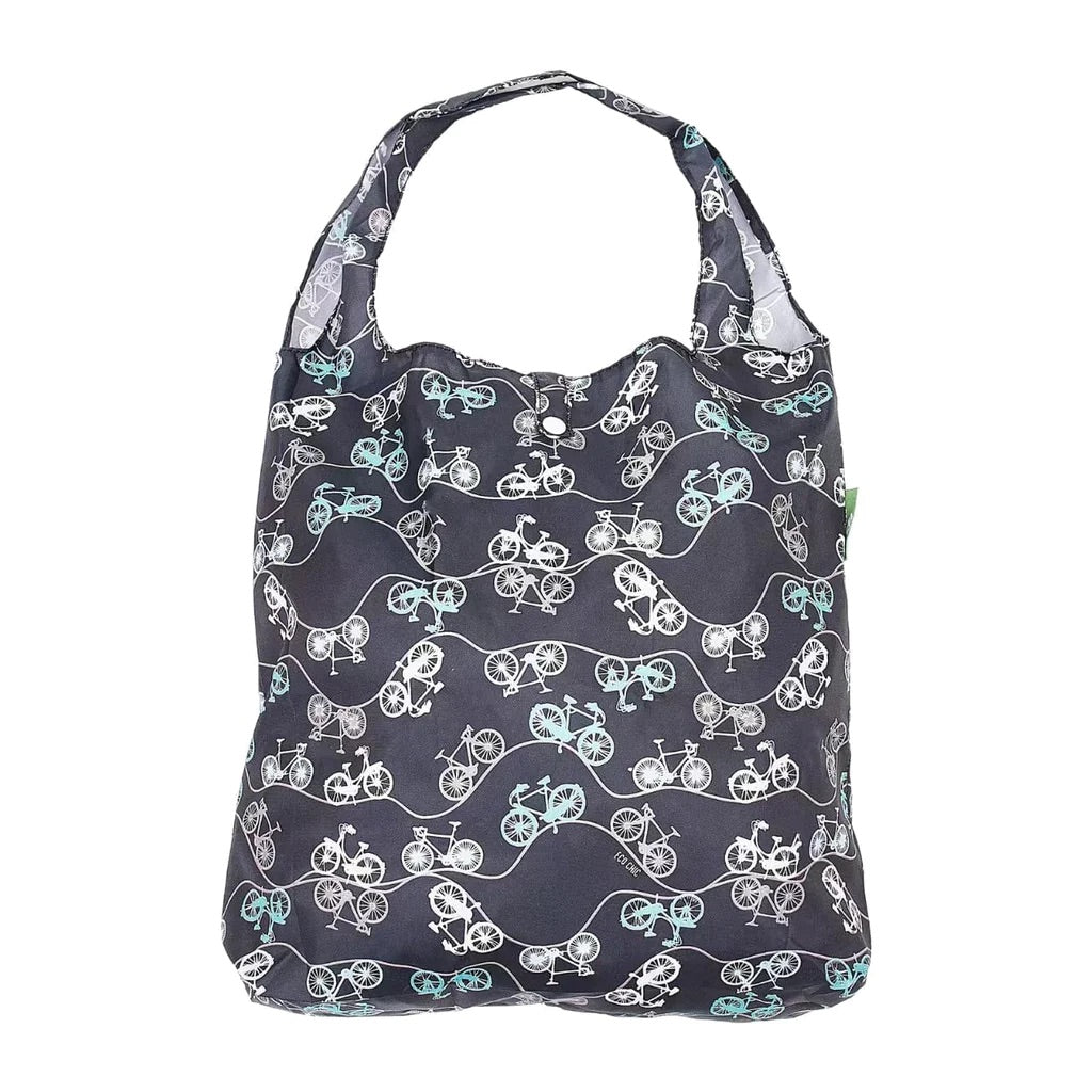 Eco Chic Lightweight Foldable Reusable Shopping Bag Bike Black