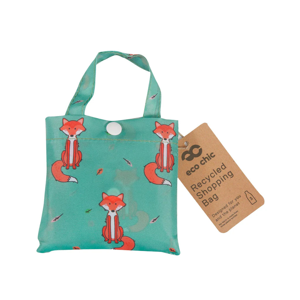 Eco Chic Lightweight Foldable Reusable Foxes Shopping Bag