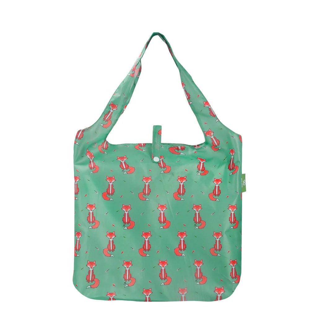 Eco Chic Lightweight Foldable Reusable Foxes Shopping Bag