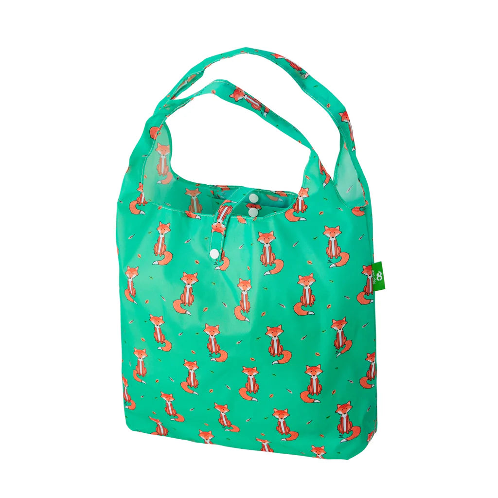 Eco Chic Lightweight Foldable Reusable Foxes Shopping Bag