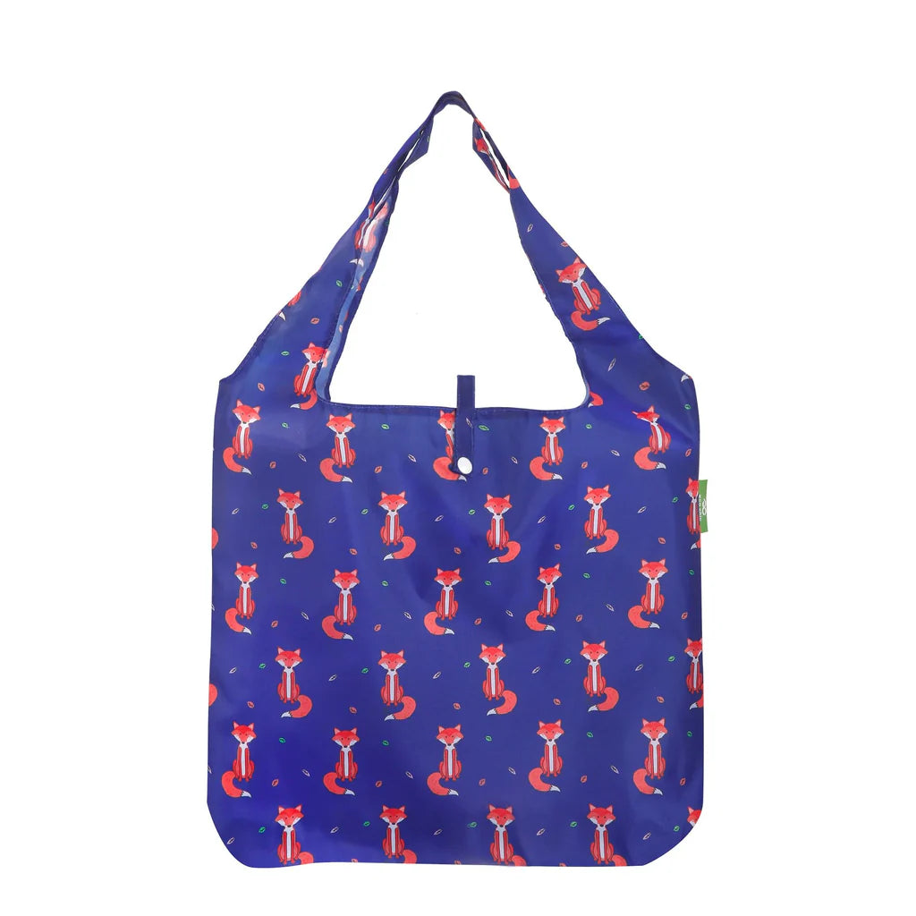 Eco Chic Lightweight Foldable Reusable Foxes Shopping Bag
