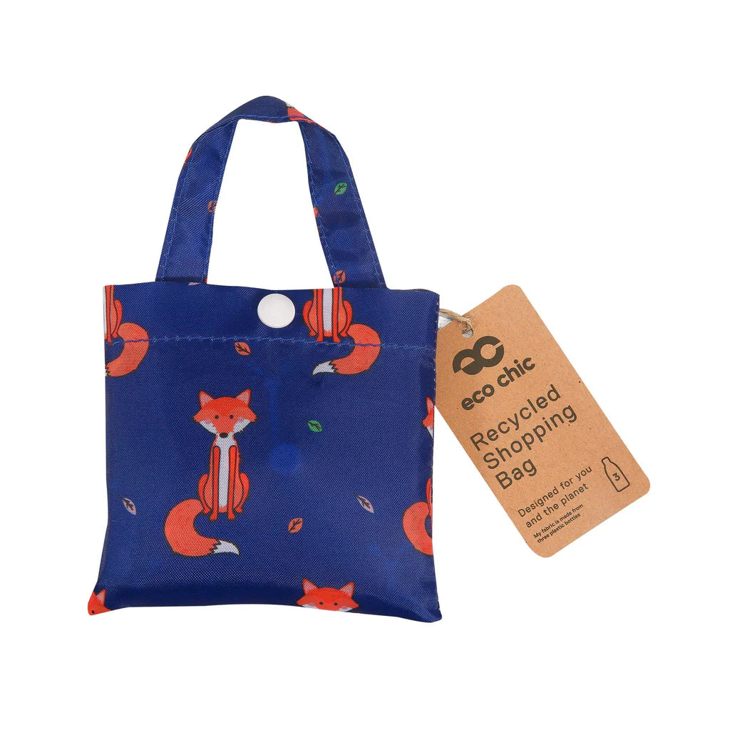 Eco Chic Lightweight Foldable Reusable Foxes Shopping Bag
