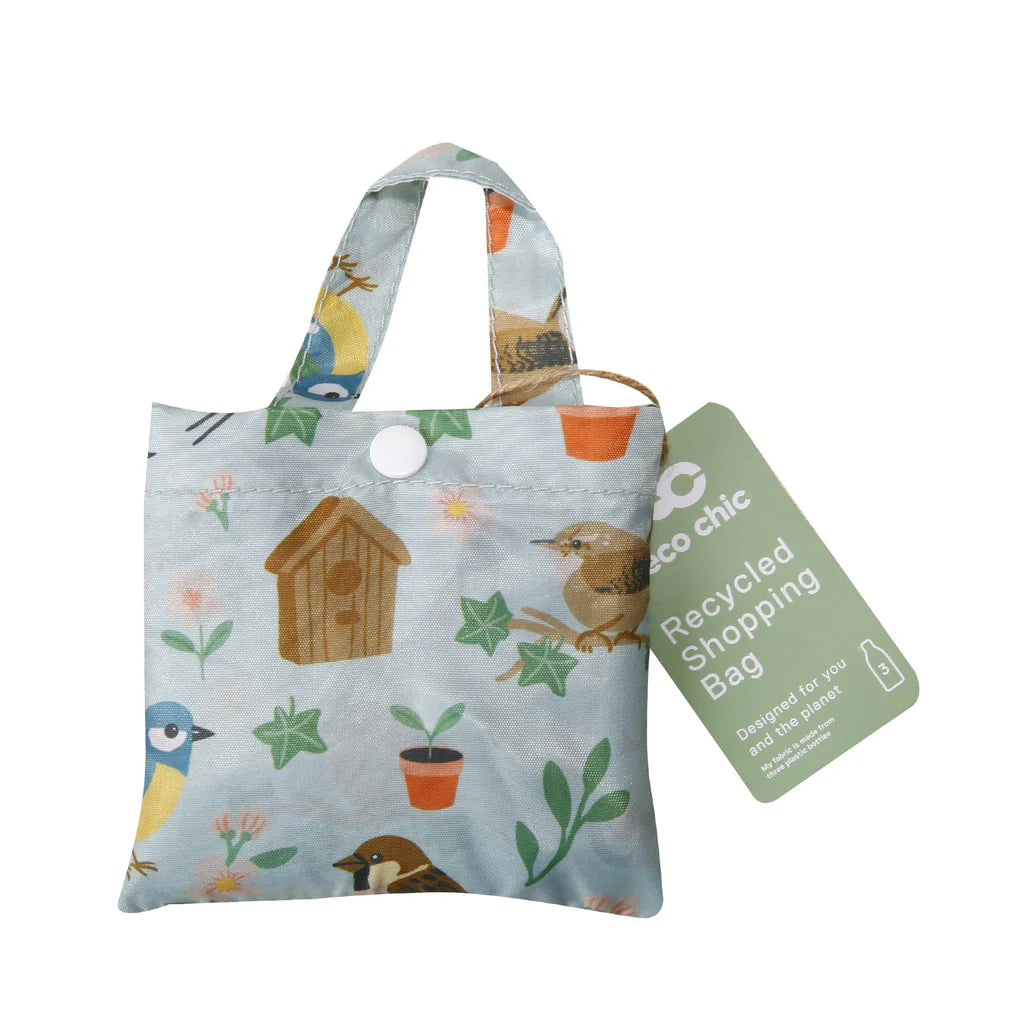 Eco Chic Lightweight Foldable Reusable Garden Birds Shopping Bag