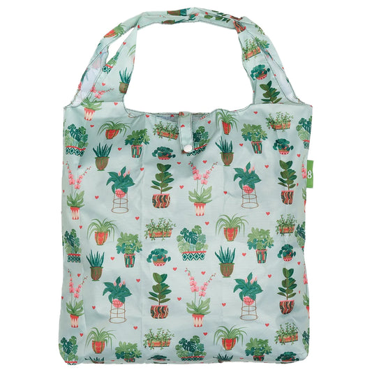 Eco Chic Lightweight Foldable Reusable Mint House Plant Shopping Bag