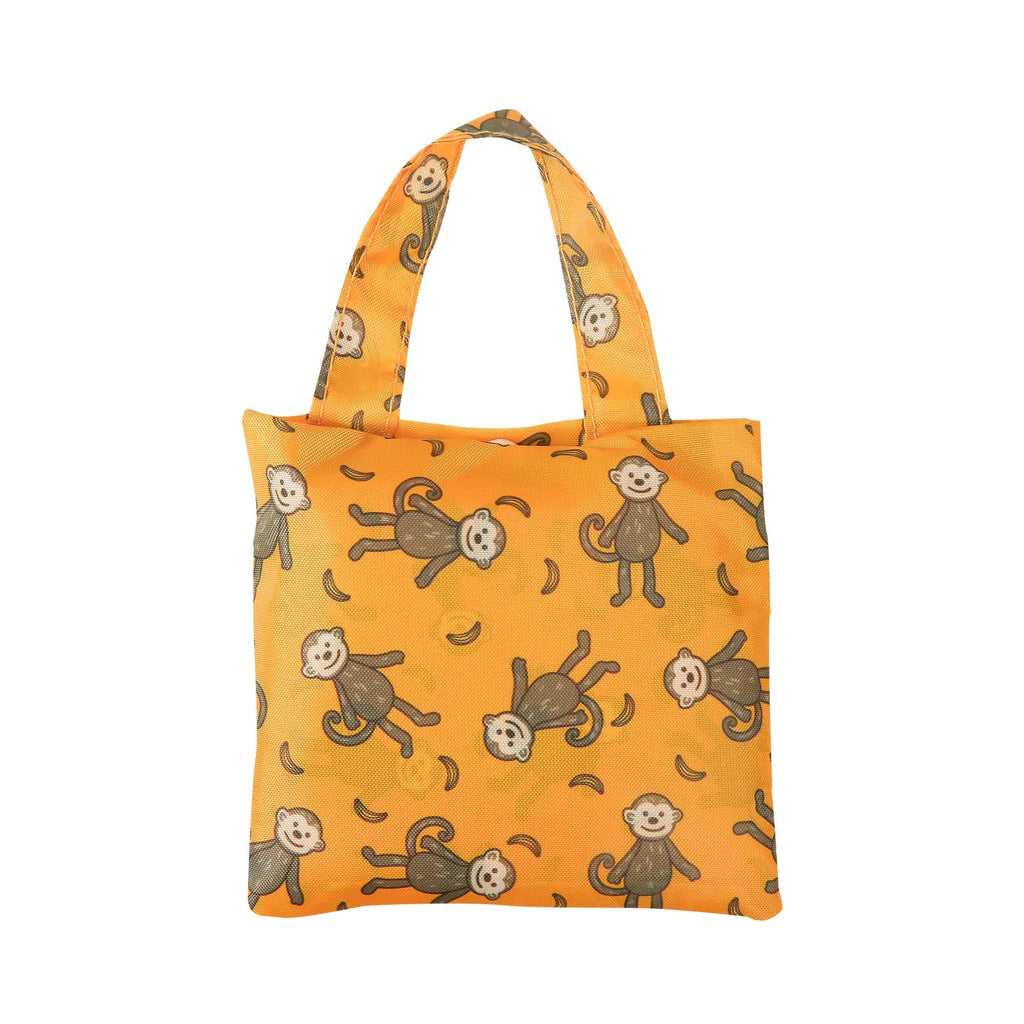 Eco Chic Lightweight Foldable Reusable Mustard Monkeys Shopping Bag