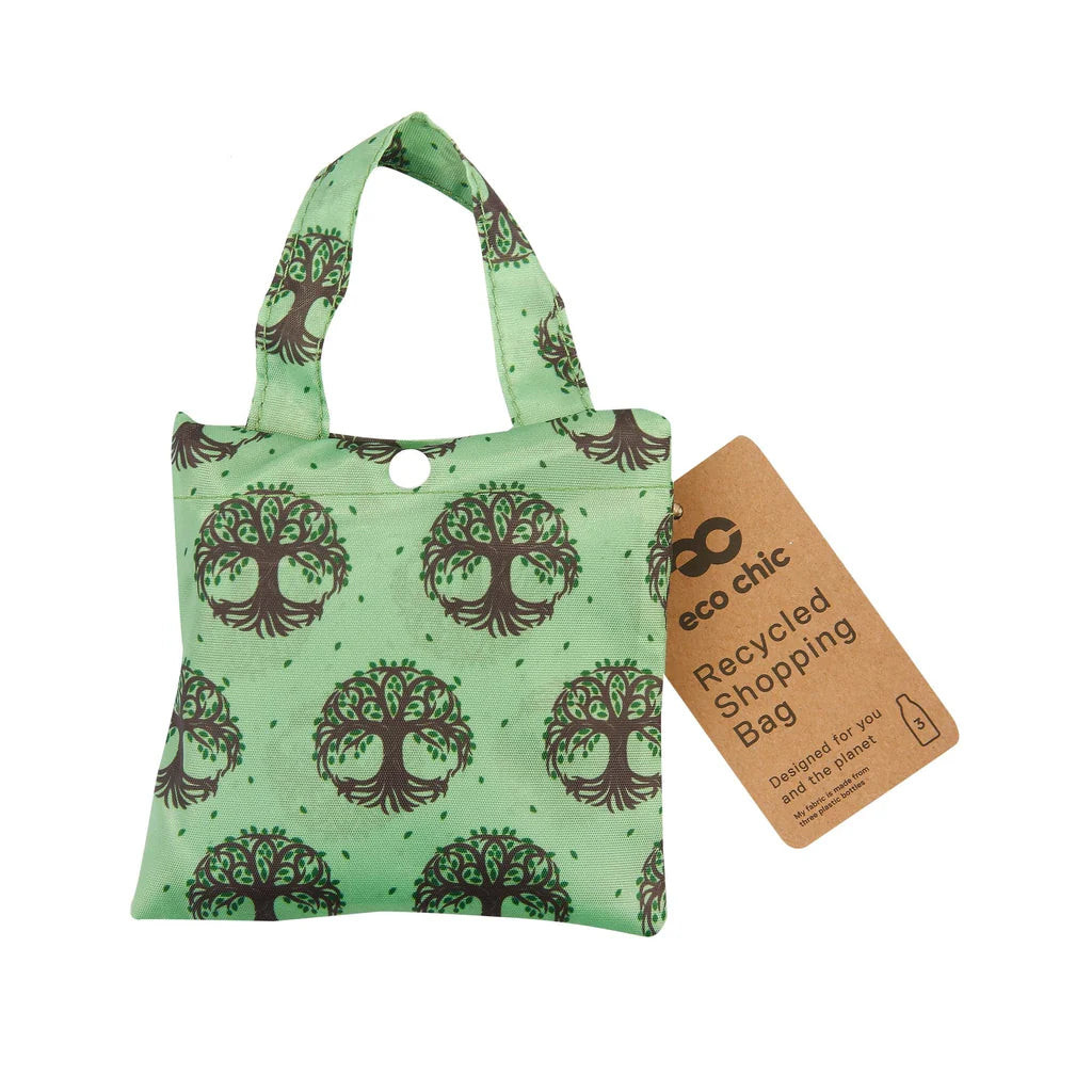 Eco Chic Lightweight Foldable Reusable Green New Tree of Life Shopping Bag