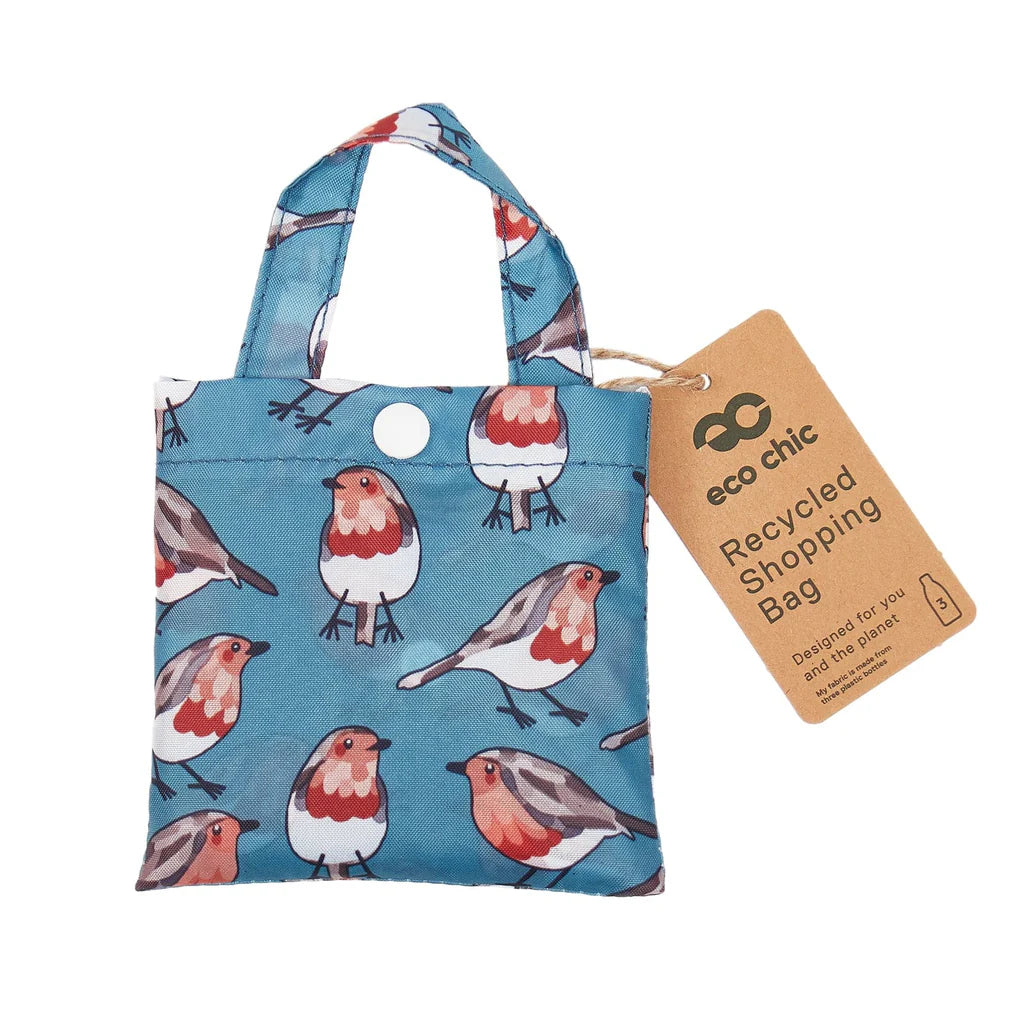 Eco Chic Lightweight Foldable Reusable Shopping Bag Teal Robins