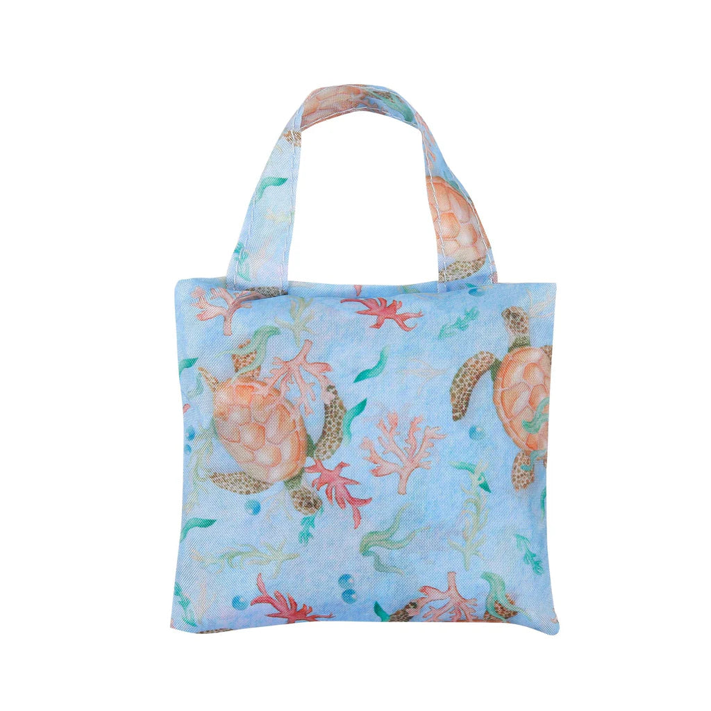 Eco Chic Lightweight Foldable Reusable Blue Sea Turtles Shopping Bag