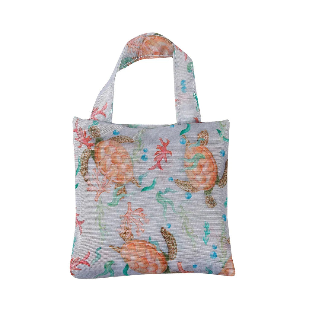 Eco Chic Lightweight Foldable Reusable Grey Sea Turtles Shopping Bag
