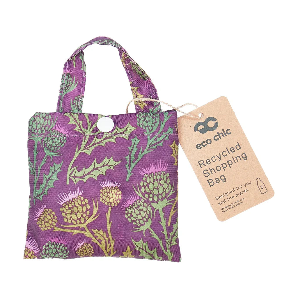 Eco Chic Lightweight Foldable Reusable Shopping Bag Purple Thistle