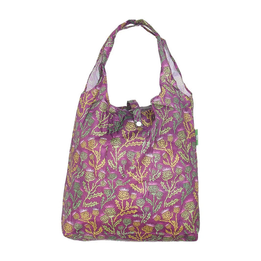 Eco Chic Lightweight Foldable Reusable Shopping Bag Purple Thistle