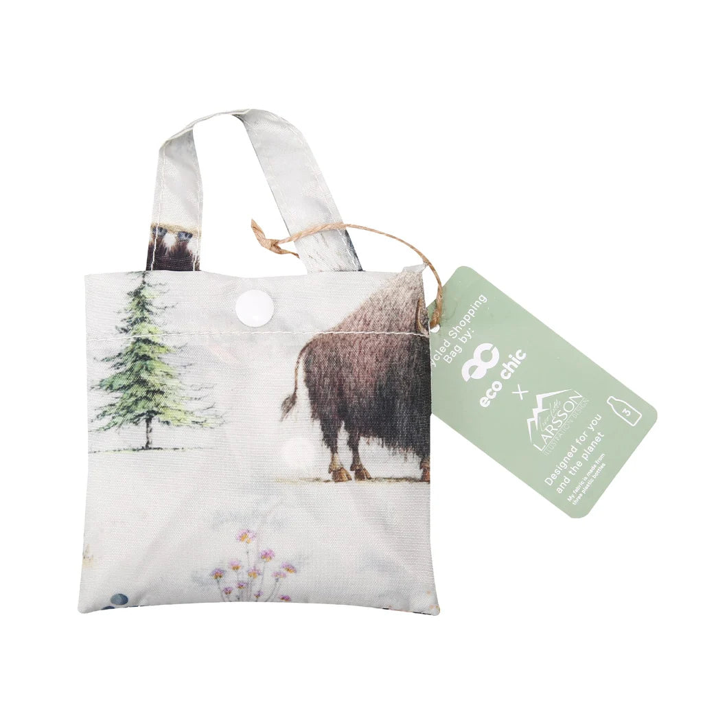 Eco Chic Lightweight Foldable Reusable Whimsy Buffalo Shopping Bag