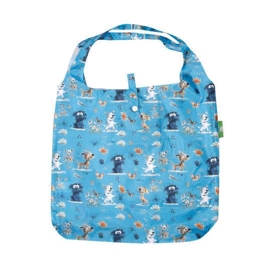 Eco Chic Lightweight Foldable Reusable Whimsy Dogs Shopping Bag