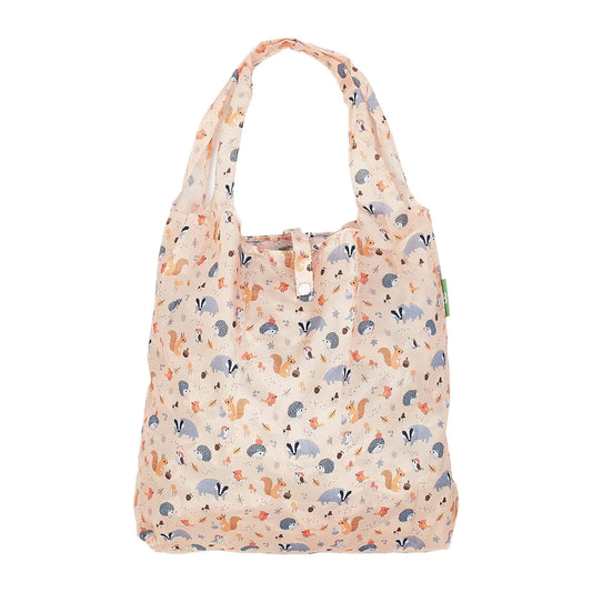 Eco Chic Lightweight Foldable Reusable Mustard Woodland Shopping Bag